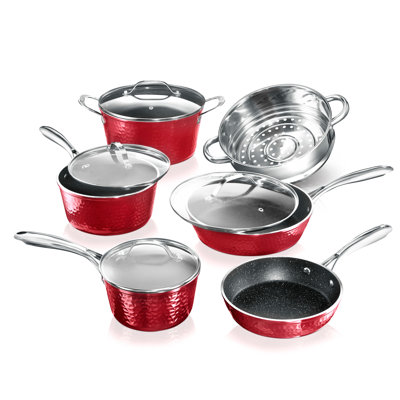Batterie de cuisine antiadhésive en aluminium 10 pièces Granitestone