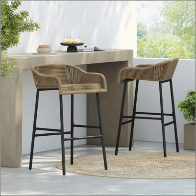 Outdoor Patio Rope Bar Stool, Set Of 2