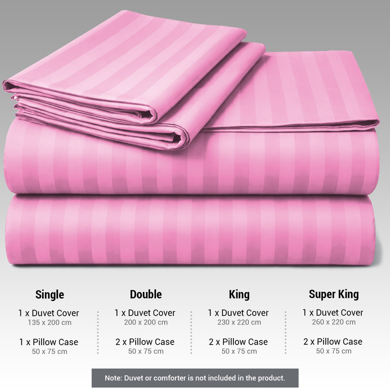 Premium Embossed Stripe Microfibre Duvet Cover Set Ultrasoft Hypoallergenic with Zipper Closure