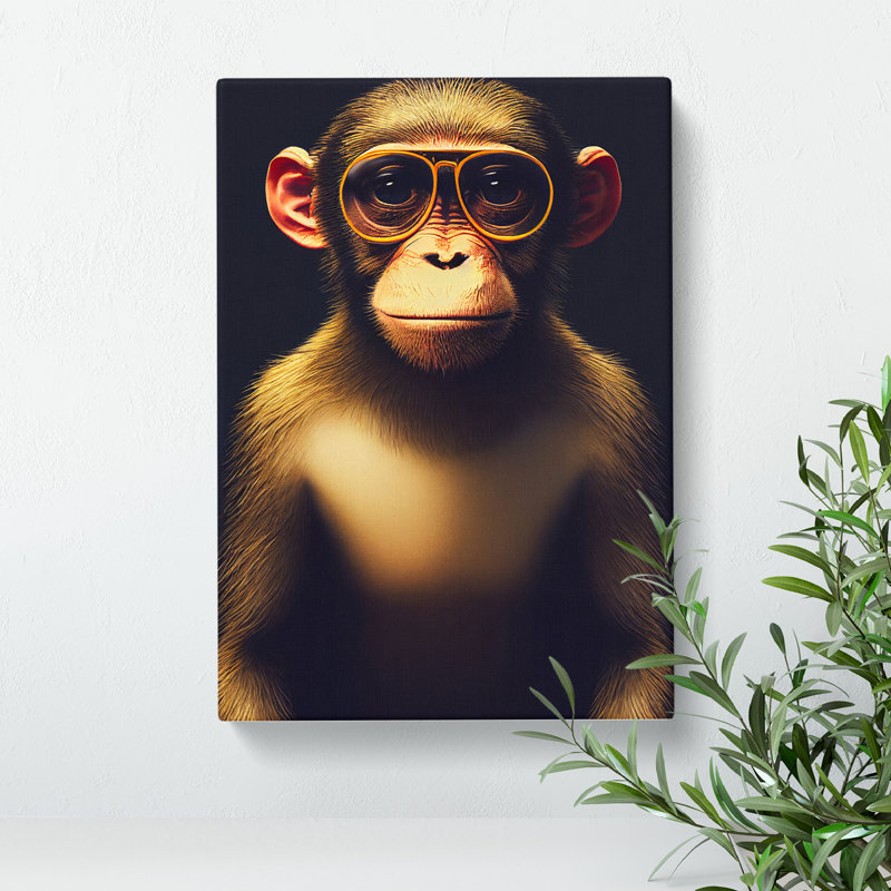 Monkey In Glasses No.3 - Wrapped Canvas, 60cm H x 40cm W x 3cm D