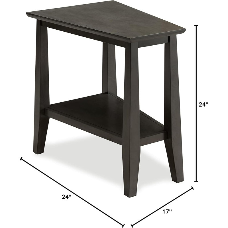 Solid Wood Recliner Wedge Side End Table With Display Shelf, Expertly Crafted For Functional Space And Easy Cleaning