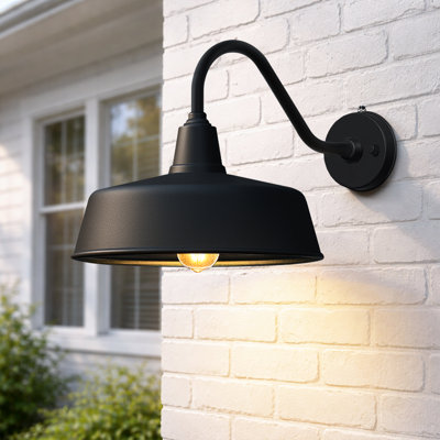 Bechard Black Finish Dusk To Dawn Outdoor Wall Barn Light
