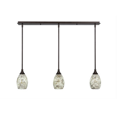 3 Light Stem Hung Linear Pendalier Shown With 5" Natural Fusion Glass