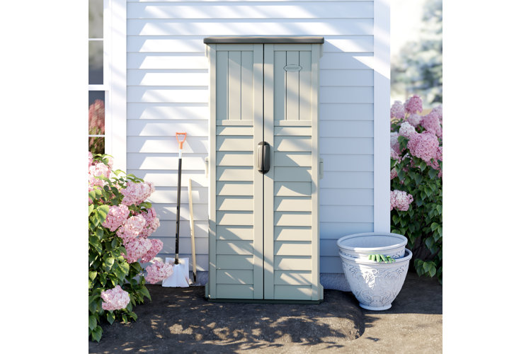 Outdoor Vanilla 2 ft 8-1/4". W x 2 ft 1-1/2". D Plastic Vertical Tool Shed