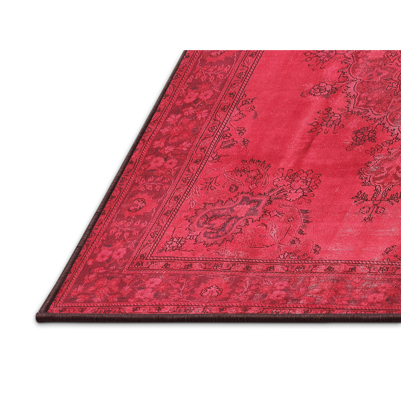 Tapis à motif oriental rose, Rectangle 7 pi x 10 pi
