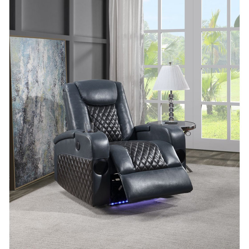 Fauteuil inclinable électrique gris foncé avec, Noir + bleu