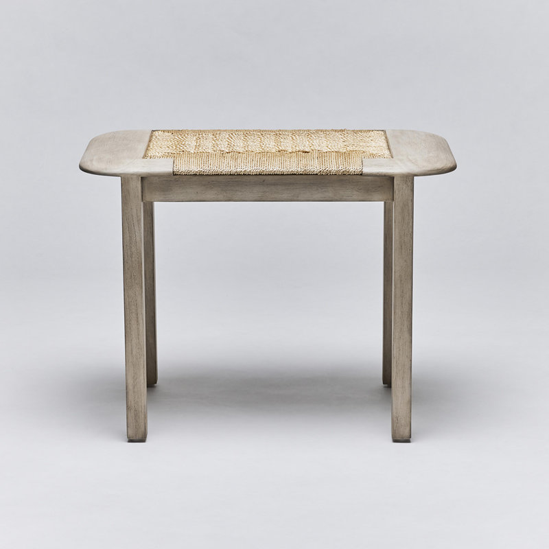 Tabouret court 18 po Juno, Blanc délavé / naturel