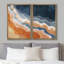 Reproduction de formes abstraites sur toile à motif d'aquarelle bleu marine, orange et blanc, 2 pièces-92285332-92285336