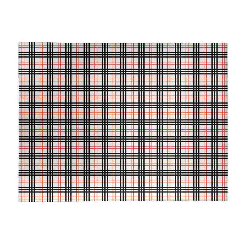 Tapis noir / blanc à carreaux, Rectangle 9 pi x 12 pi