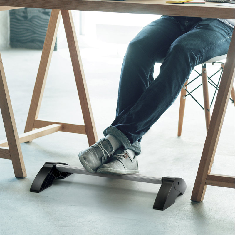Ergonomic Black and Aluminum Adjustable Footrest