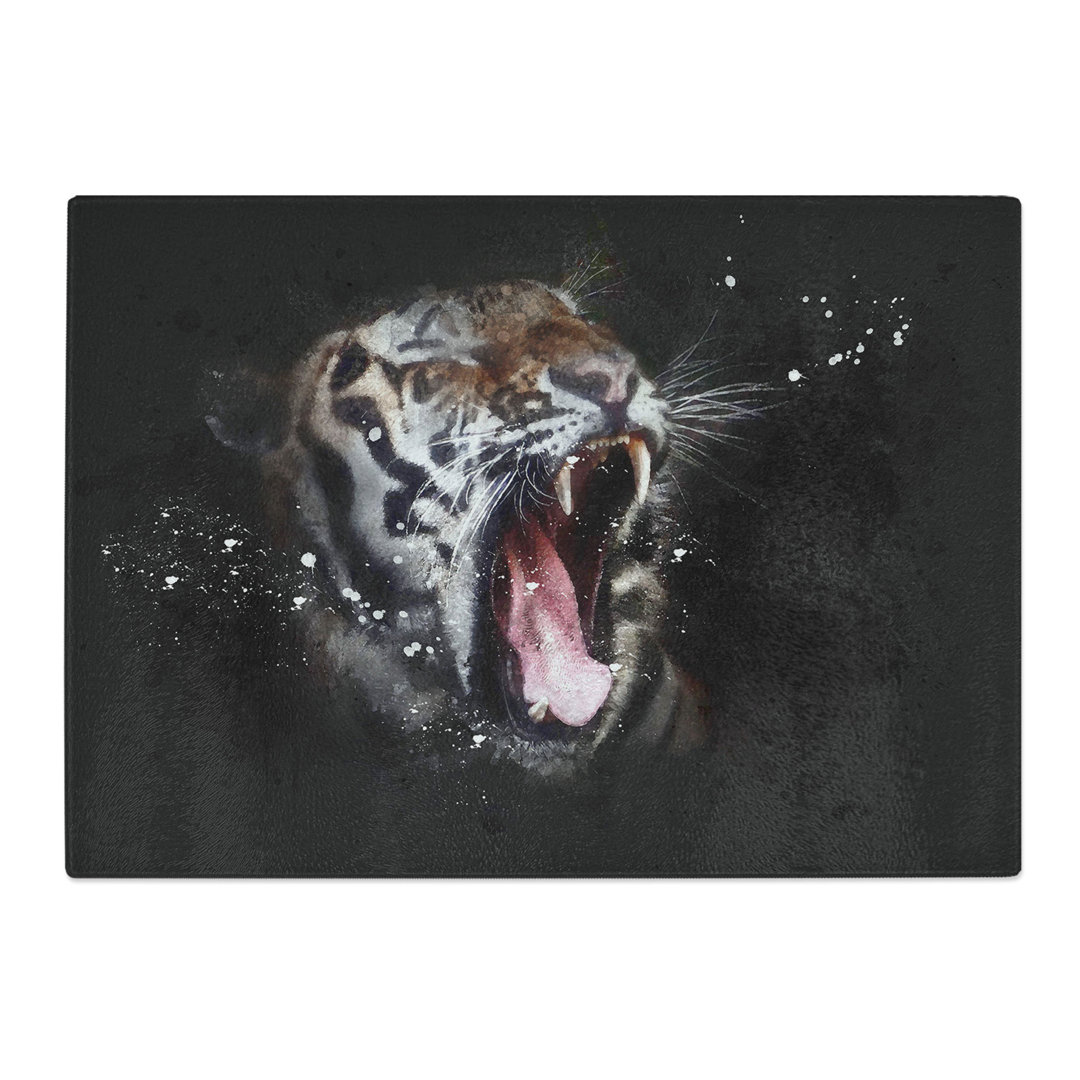 Tempered Glass a Yawning Tiger Paint Splash Chopping Board