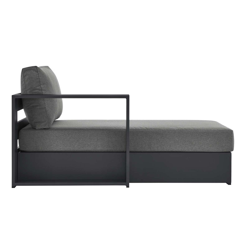 Gray Charcoal Aluminum Outdoor Chaise Lounge with Cushions