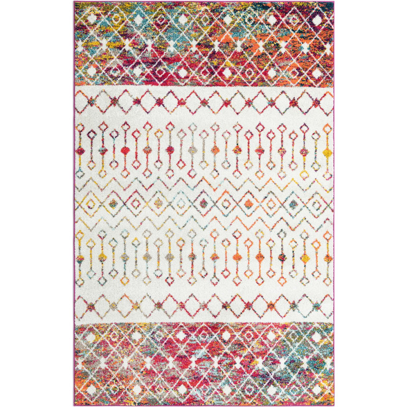 Tapis abstrait en polypropylène tissé à la machine Briehn, Rectangle 5 pi 3 po x 8 pi