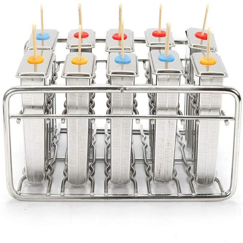 Oukaning 10Pcs Stainless Steel Ice Cream Stick Popsicle Mold 