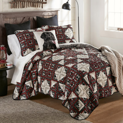 Donna Sharp Log Cabin Star Black Labrador Decor Pillow