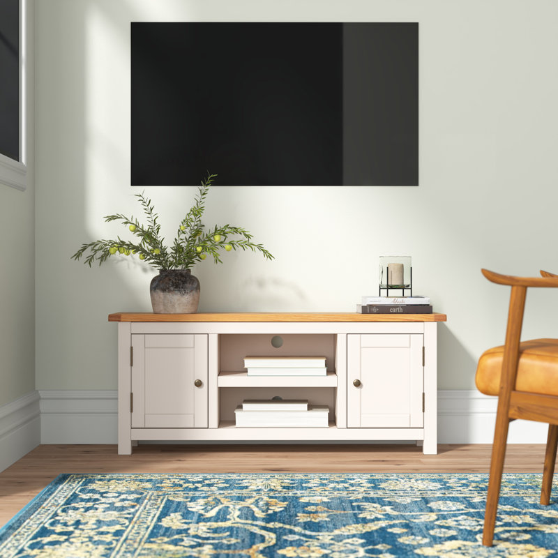Abiorn TV Stand for TVs up to 55", White/Natural/Brass