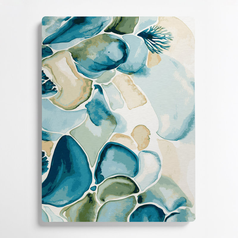 Aquarelle abstraite 22, art mural en métal beige