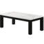 Table de salon chic à plateau en faux marbre blanc avec caractéristiques noires et ensemble moderne
