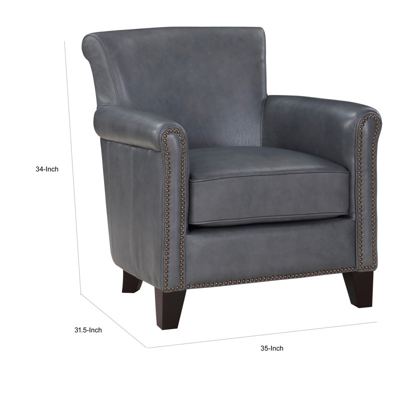 Fauteuil Gurtaran, Cuir véritable gris