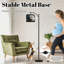 Lampe sur pied à arc avec abat-jour ajustable Lampe sur pied sophistiquée à motif floral bohème à pétales blancs et botanique