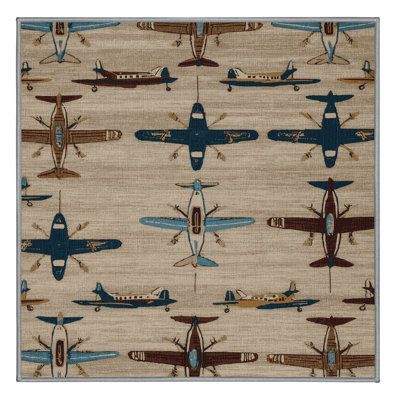 Machine Washable Transportation Gray Area Rug