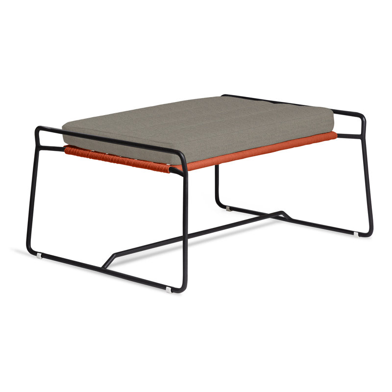 Repose-pieds d'extérieur avec coussin Sandur, Lanterne ardoisée, Corde terre cuite / structure anthracite