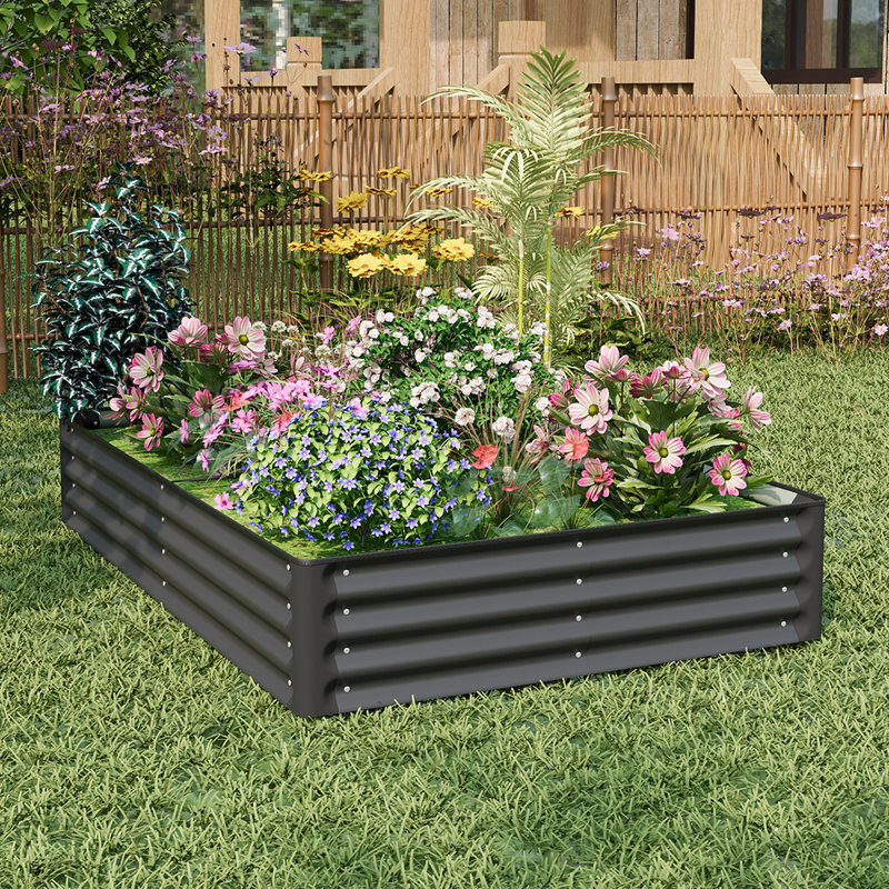 Raised Garden Bed, 30cm H x 180cm W x 120cm D, Black