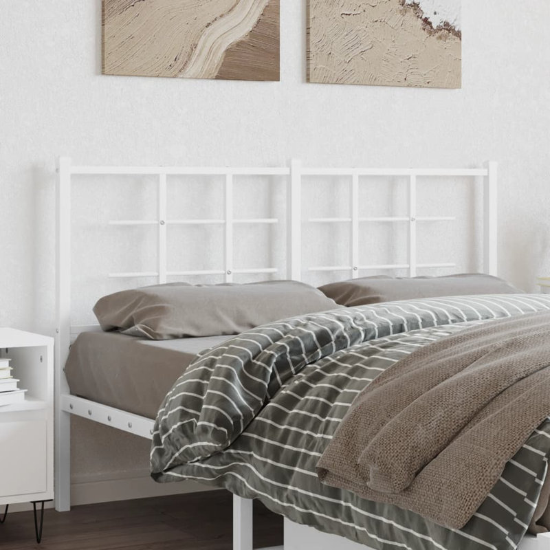 Melayna Metal Headboard, Small Double - 120 x 190 cm, White