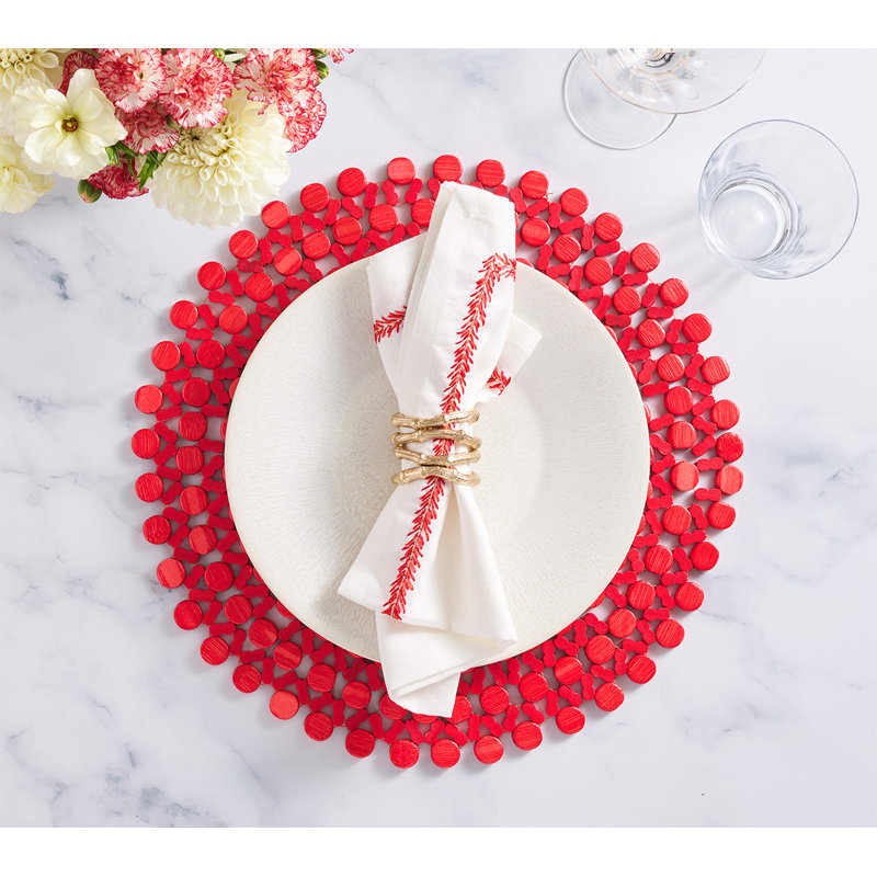 Round Bamboo Placemat, Coral