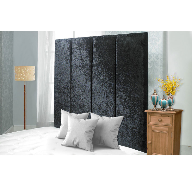 Upholstered Headboard, Black Velvet, Single (3')
