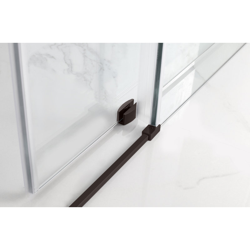 Coraline XL Frameless Clear Glass Sliding Shower Enclosure with Bronze Finish