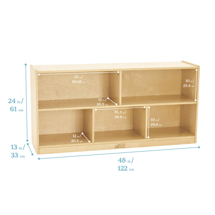 ECR4Kids Streamline 2-Shelf Storage Cabinet, 24in, Kid's Bookshelf, Natural