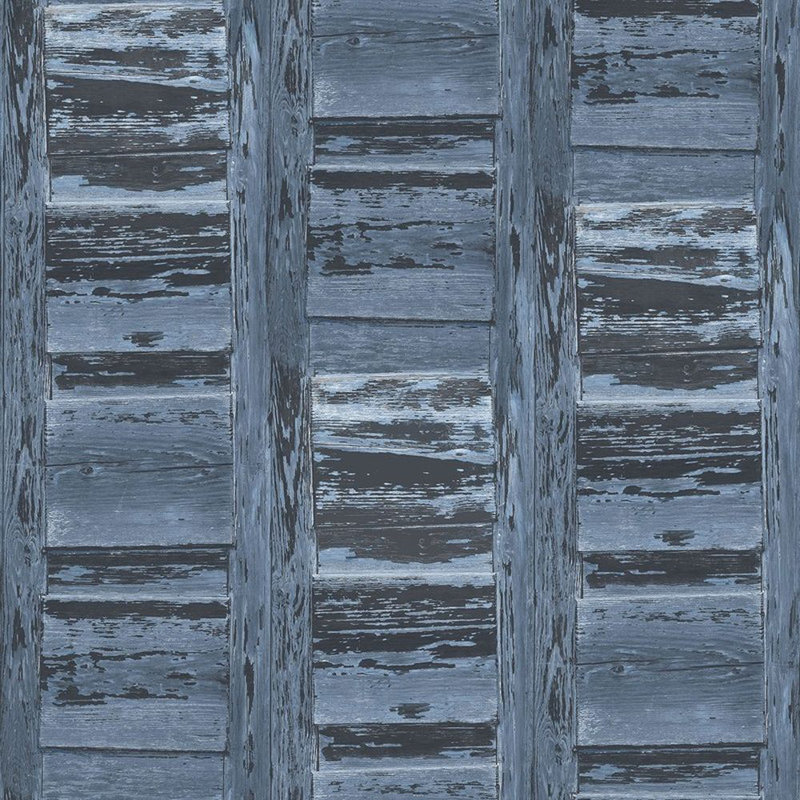 Rouleau de papier peint L 33 pi x l 21 po Wood, Bleu et noir