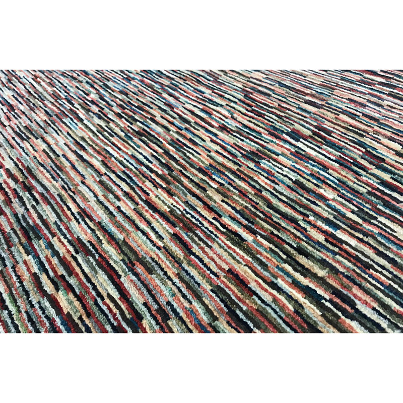 Hand-Knotted High-Quality Rust and Blue Area Rug