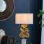 Lampe de table, lampe de table D17x30,2 "or Ginkgo avec base en marbre et abat-jour tambour blanc (assemblage de l'abat-jour requis), lampe de table