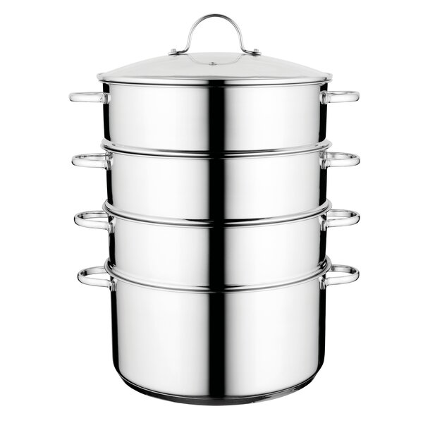 3 Tier Capsule Bottom Steamer for Cooking, 11 IN Large Steamer Pot,  Dumpling Stainless Steel Steamer
