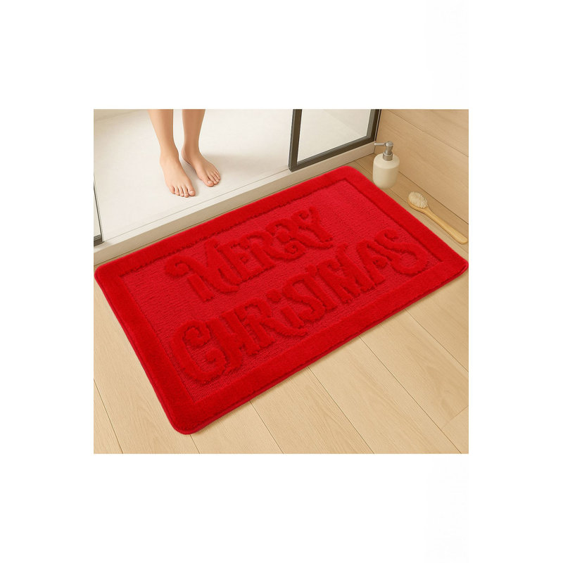 Non-Slip Bathmat, Red, 23.6 x 39.4 inches | 100% Polypropylene, 1.3 lbs/sq yd, 0.4 in Pile Height, 0.4 in Sponge Height, 0.4 in Total Thickness | Machine Washable, Durable & Easy to Clean for Bathroom Safety & Comfort