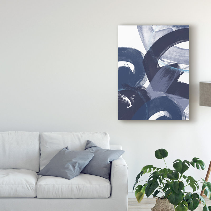 « blue on blue ii », reproduction de peinture à l’acrylique sur toile tendue, H 19 po x l 14 po x p 2 po