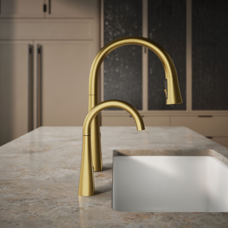 Graze Beverage Faucet, Vibrant Brushed Moderne Brass