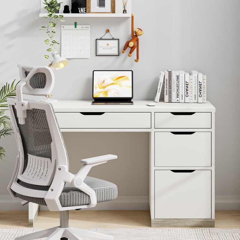 Suhaana Computer Desk, White, 29.5" H x 47.16" W x 19.7" D