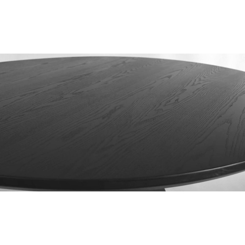 Natural Wood Round Dining Table with Geometric Base