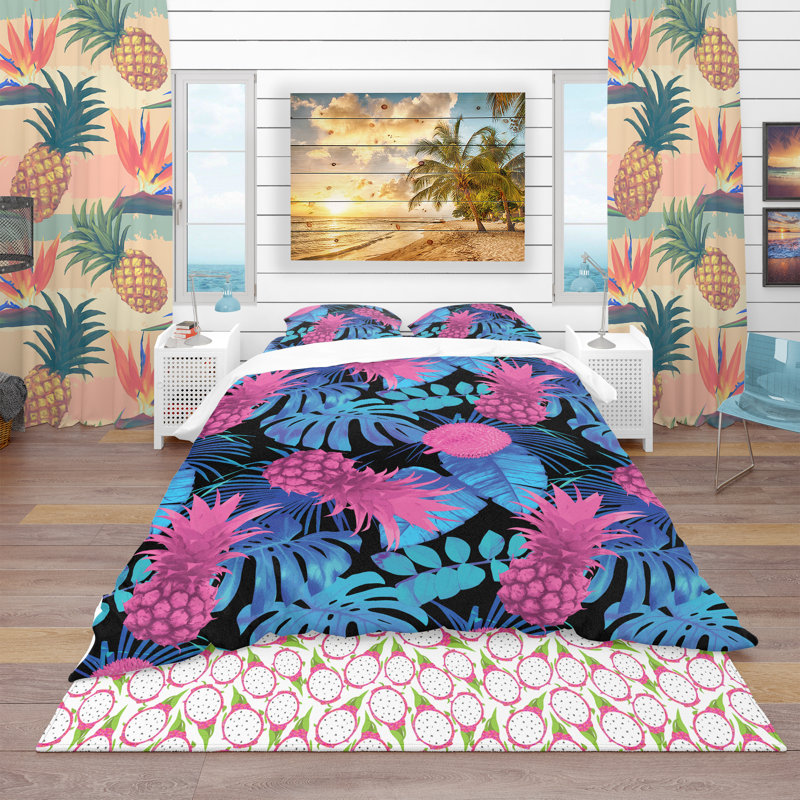 Ensemble de housse de couette tropical, Housse de couette très grand + 2 taies décoratives