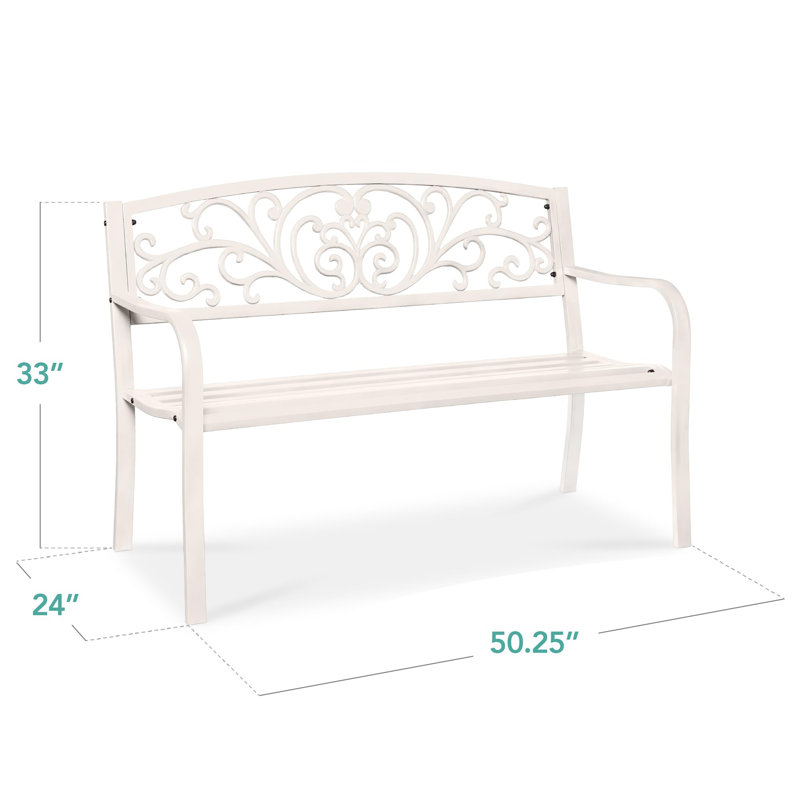 Banc de jardin en acier pour l'extérieur, Blanc