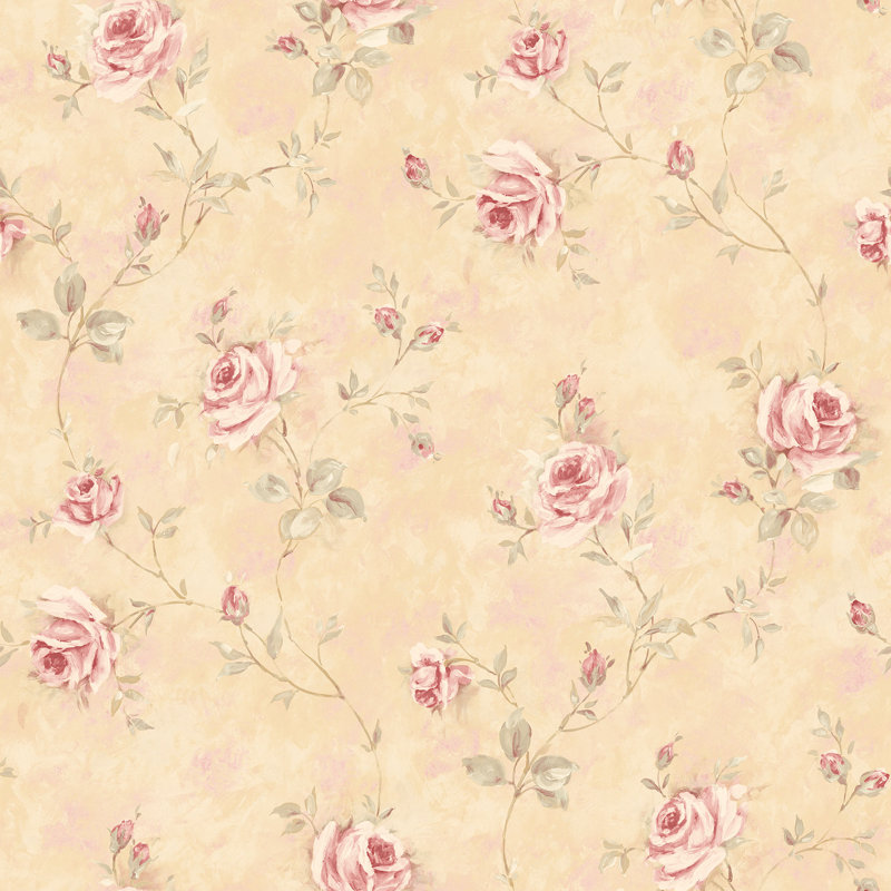 Makaila 10m x 53cm Matte Wallpaper Roll, Beige/Pink