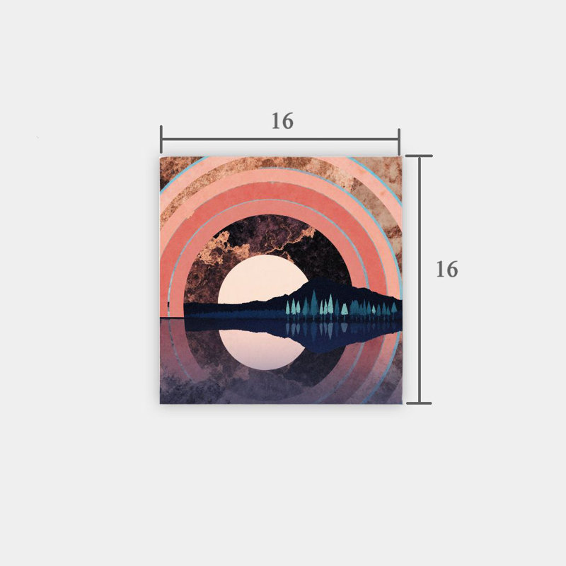 «Lake Side Ringed Sunlight», art mural encastré en bois, 16 L x 16 l