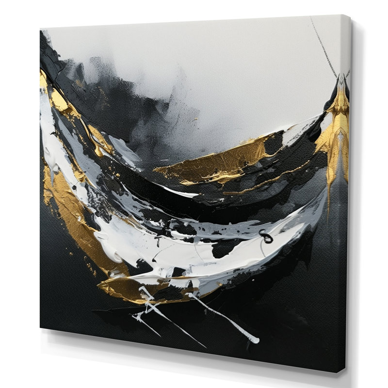 Minimal Joy en noir et or X - reproduction, H 16 po x l 16 po x P 1 po, Toile tendue