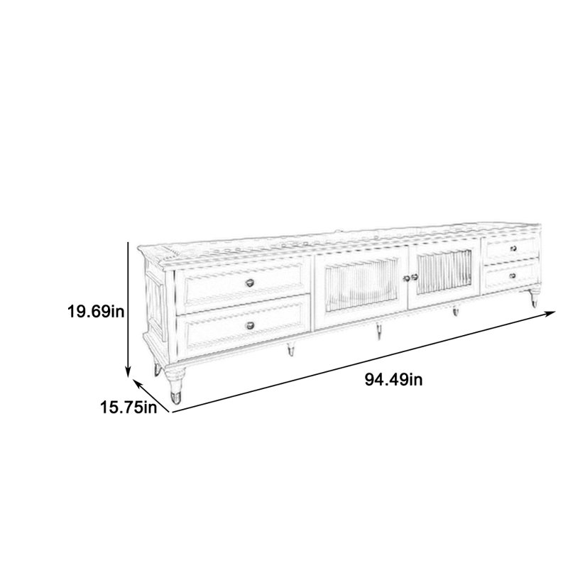 Meuble télé en bois massif durable, 94.49"