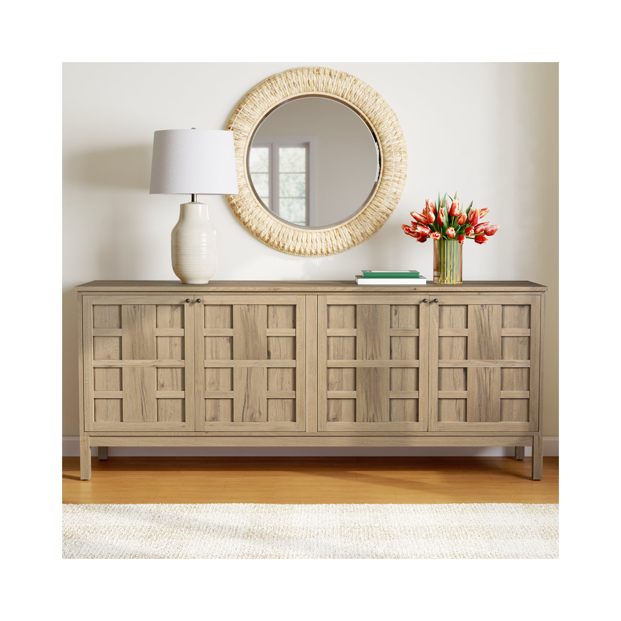 Colina Sideboard-Smoked Black, Aged Natural Oak