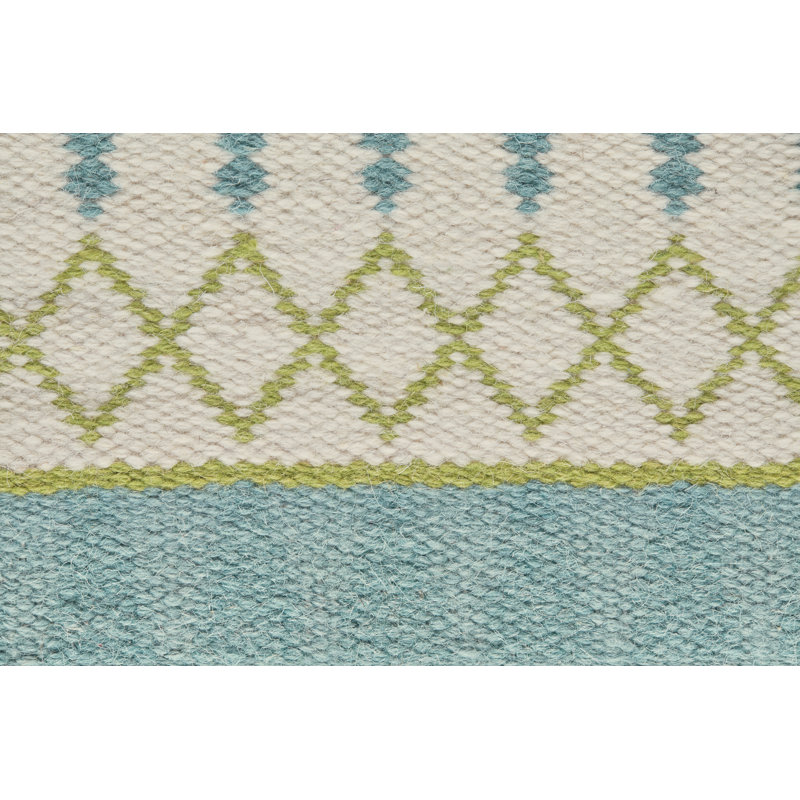 Tapis géométrique en laine / coton tissé à plat à la main Pina, Rectangle 8 pi x 10 pi