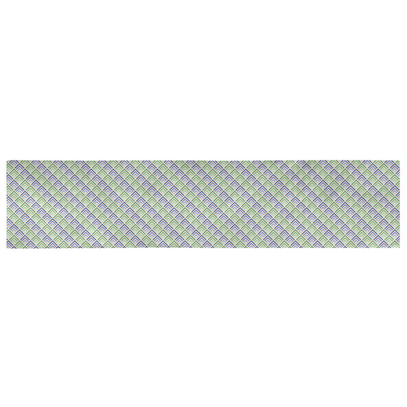 Chemin de table géométrique Avicia, 73,5 po x 17,5 po, Jaune/Vert/Bleu, Coton